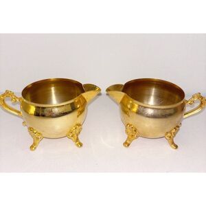 Vintage Gold Metal Creamers Set of 2